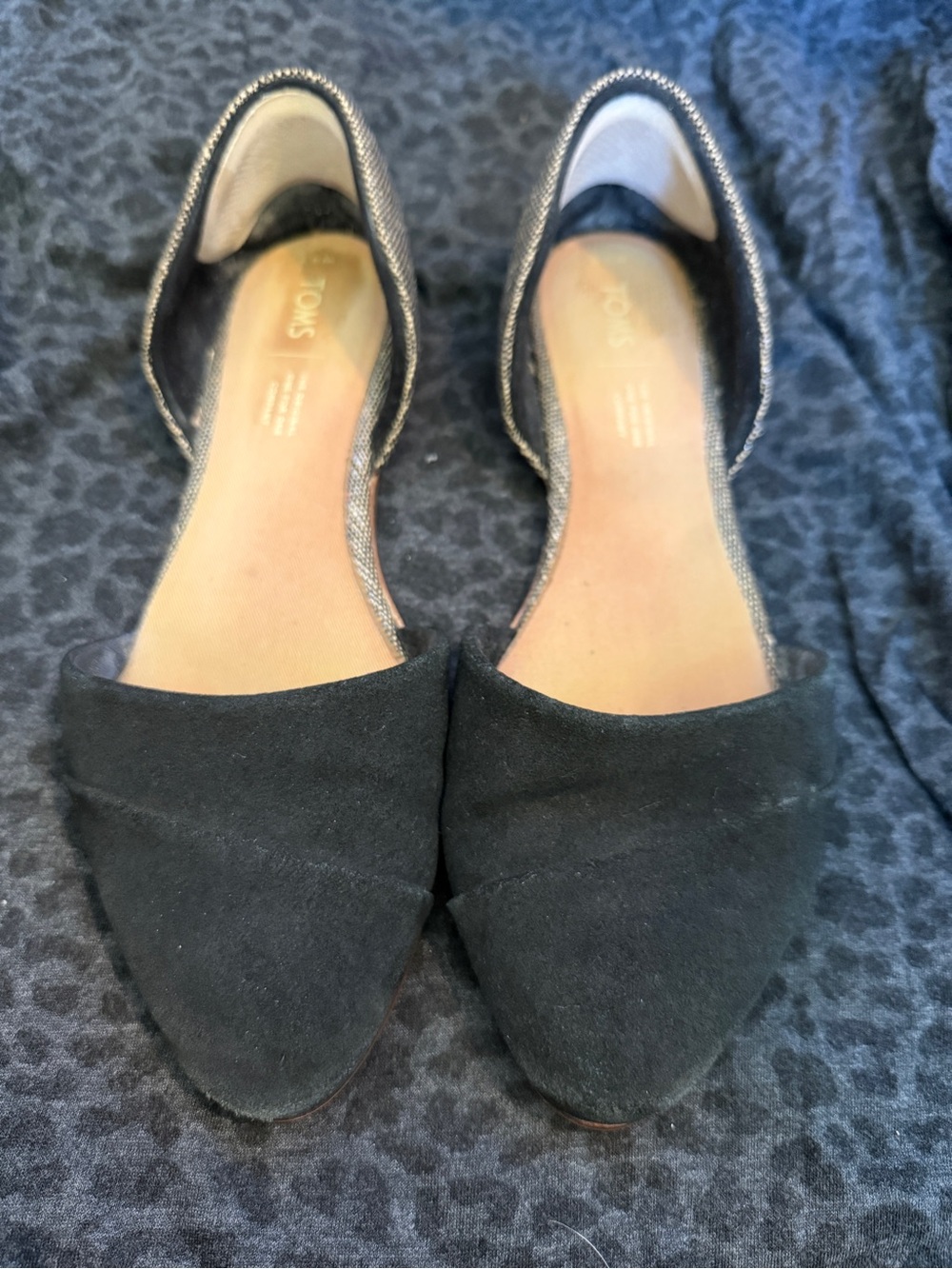 Toms Black Suede D'Orsay Flats